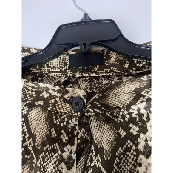 Nili Lotan Womens Snakeskin Print Wide-Leg Cropped Pants Size 4
